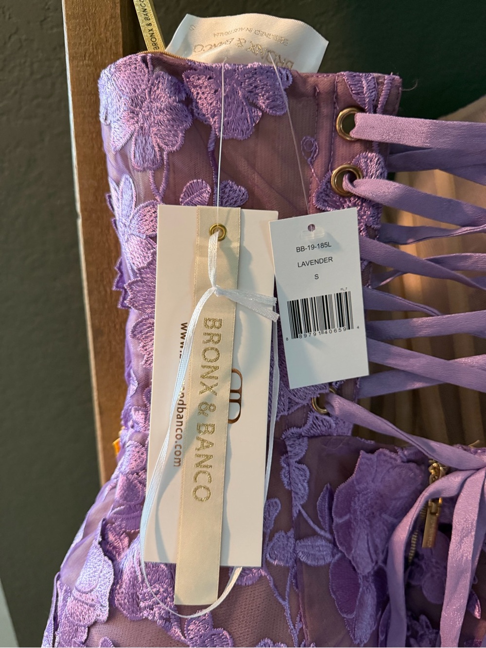 Bronx and Banco Lilac Floral Appliqué Mini Dress - Picture 3 of 3